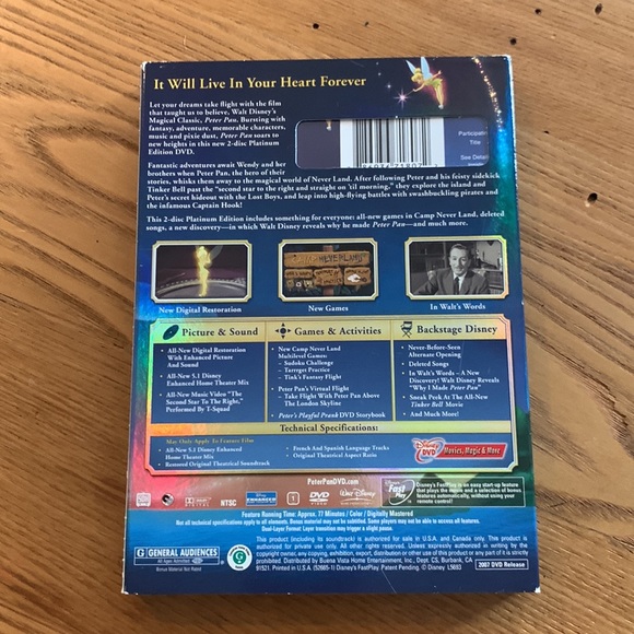 Peter Pan Platinum Edition DVD set EUC - Picture 3 of 7